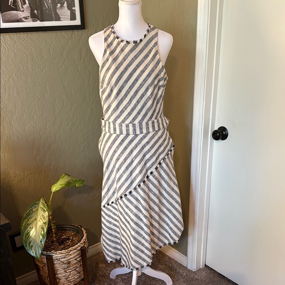 Banana Republic Asymmetrical Dress - Blue and Cream Stripes